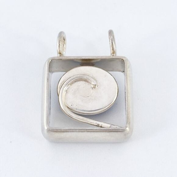 Vintage Sterling Silver 925 Dyed Blue Cat's Eye Geometric Pendant - Picture 4 of 7